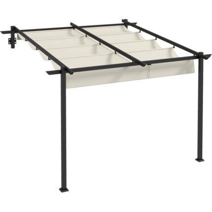 Outsunny 3x3 m Techo Retráctil Acero Pérgola de Pared Jardín Original
